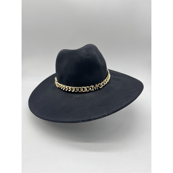 MICHAEL KORS chain detail adjustable women's wool felt fedora hat - Black - M/L - Picture 2 of 10